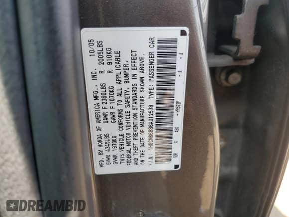2006 Honda Accord EX-L z VIN 1HGCM66886A012578, wystawiony jako Copart lot #67047755 z przebiegiem 224 213 mil mil oraz Szkoda całkowita • Salvage title. Historia ofert i sprzedaży dostępna na DreamBid. Obrazek 12.