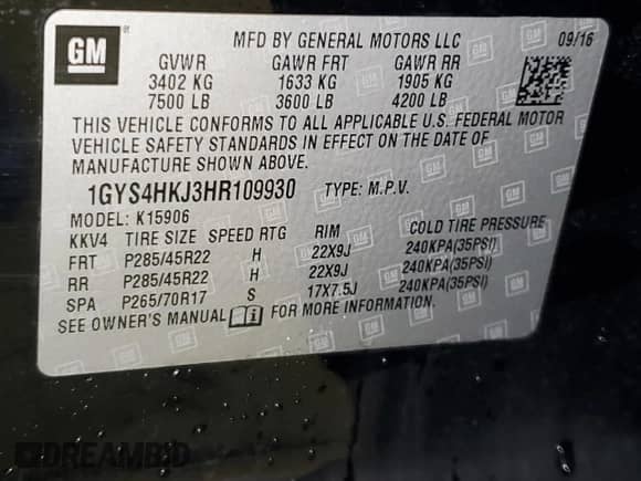 2017 Cadillac Escalade ESV Luxury с VIN 1GYS4HKJ3HR109930, выставлен на аукционе Copart как лот 67478965 с пробегом 114 582 миль миль и Чистый • Clean title. История ставок и продаж доступна на DreamBid. Изображение 13.