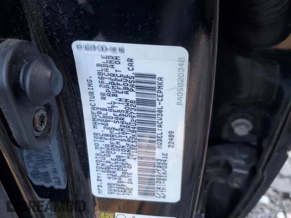 2004 Toyota Camry XLE with VIN 4T1BE32K84U297328, listed as a Copart auction lot 89930325 with 189,475 mi miles and Clean title. Bid and sale history available at DreamBid. Image 12.