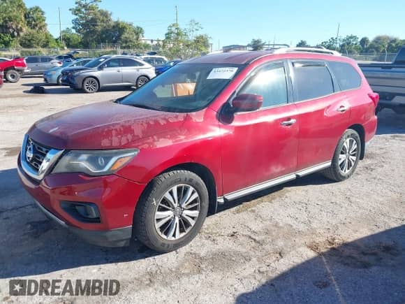 2017 Nissan Pathfinder S with VIN 5N1DR2MN7HC694376, listed as a IAAI auction lot 43472370 with 189,135 mi miles and . Bid and sale history available at DreamBid. Image 2.