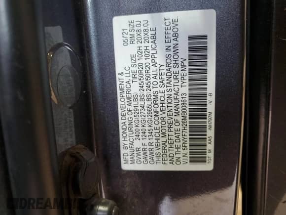 2021 Honda Passport Sport z VIN 5FNYF7H26MB008613, wystawiony jako Copart lot #50929525 z przebiegiem 188 879 mil mil oraz Szkoda całkowita • Salvage title. Historia ofert i sprzedaży dostępna na DreamBid. Obrazek 15.