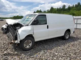 2019 Chevrolet Express Cargo with VIN 1GCWGAFP4K1256736, listed as a Copart auction lot 61218075 with Not provided miles and Salvage title. Bid and sale history available at DreamBid. Image 1.