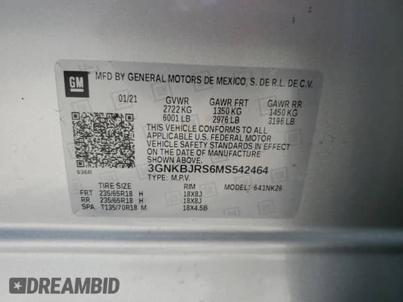 2021 Chevrolet Blazer LT с VIN 3GNKBJRS6MS542464, выставлен на аукционе Copart как лот 80025455 с пробегом 113 375 миль миль и Списание • Salvage title. История ставок и продаж доступна на DreamBid. Изображение 14.