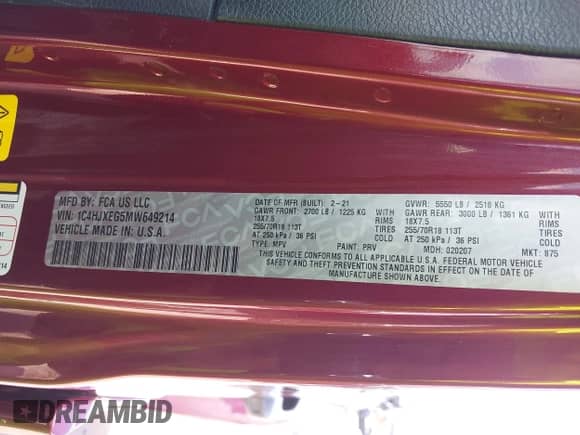 2021 Jeep Wrangler Unlimited Sahara Altitude z VIN 1C4HJXEG5MW649214, wystawiony jako IAAI lot #42329891 z przebiegiem 71 275 mil mil oraz . Historia ofert i sprzedaży dostępna na DreamBid. Obrazek 9.