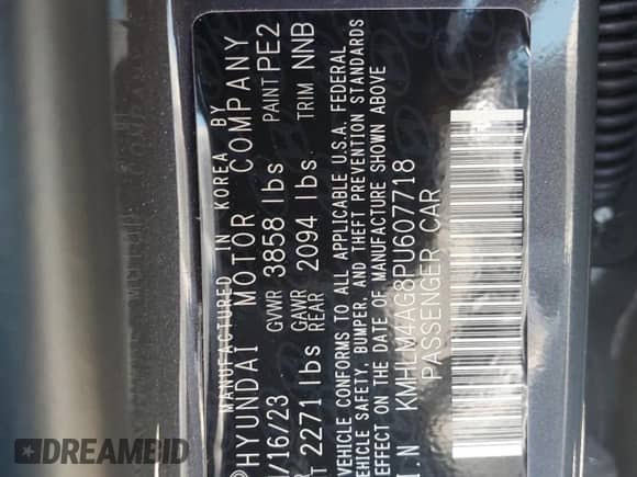 2023 Hyundai Elantra SEL z VIN KMHLM4AG8PU607718, wystawiony jako Copart lot #70535425 z przebiegiem 10 485 mil mil oraz Szkoda całkowita • Salvage title. Historia ofert i sprzedaży dostępna na DreamBid. Obrazek 12.