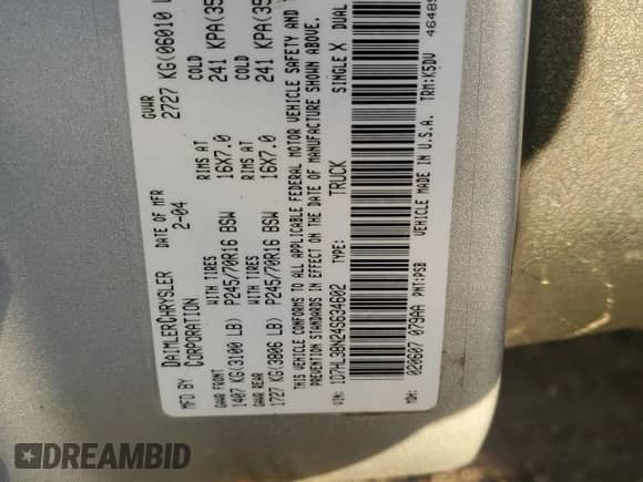 2004 Dodge Dakota Sport z VIN 1D7HL38N24S634602, wystawiony jako Copart lot #74386034 z przebiegiem 158 855 mil mil oraz Szkoda całkowita • Salvage title. Historia ofert i sprzedaży dostępna na DreamBid. Obrazek 12.