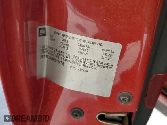 2008 Chevrolet Impala LTZ z VIN 2G1WU583889194765, wystawiony jako Copart lot #80760275 z przebiegiem 207 246 mil mil oraz Szkoda całkowita • Salvage title. Historia ofert i sprzedaży dostępna na DreamBid. Obrazek 12.