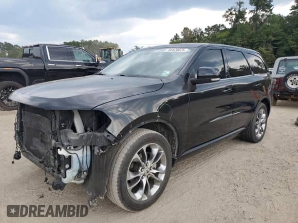 2019 Dodge Durango GT Plus with VIN 1C4RDHDG2KC721472, listed as a Copart auction lot 80826075 with 130,455 mi miles and Salvage title. Bid and sale history available at DreamBid. Image 1.