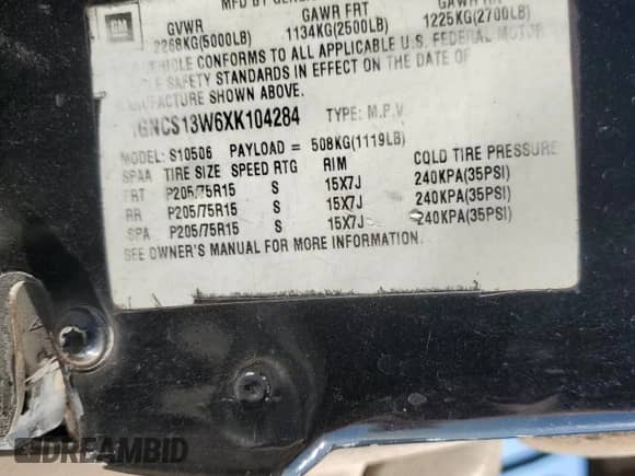 1994 Chevrolet S-10 LS z VIN 1GCCS19Z8R8175111, wystawiony jako Copart lot #46656235 z przebiegiem 207 567 mil mil oraz Szkoda całkowita • Salvage title. Historia ofert i sprzedaży dostępna na DreamBid. Obrazek 12.