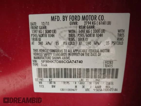 2012 Ford Explorer XLT z VIN 1FMHK7D85CGA74740, wystawiony jako IAAI lot #43360674 z przebiegiem 137 438 mil mil oraz . Historia ofert i sprzedaży dostępna na DreamBid. Obrazek 9.