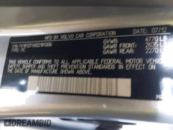 2013 Volvo S60 T5 с VIN YV1612FHXD2181306, выставлен на аукционе IAAI как лот 41726747 с пробегом 116 836 миль миль и . История ставок и продаж доступна на DreamBid. Изображение 9.