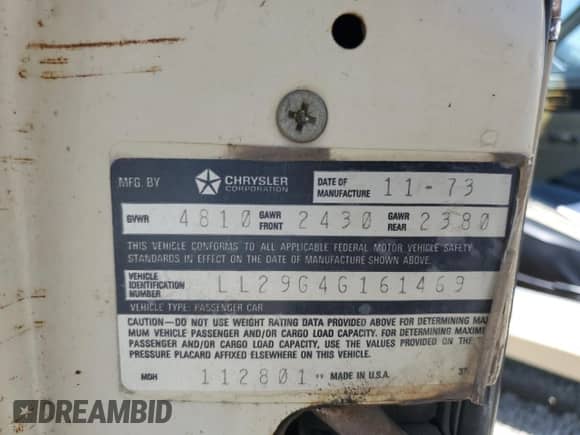 1974 Dodge Dart with VIN LL29G4G161469, listed as a Copart auction lot 70427355 with 32,658 mi miles and Salvage title. Bid and sale history available at DreamBid. Image 12.