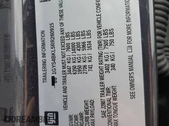 2024 Cadillac Escalade 4WD Premium Luxury с VIN 1GYS4BKL5RR260915, выставлен на аукционе Copart как лот 63457975 с пробегом Не указан миль и Чистый • Clean title. История ставок и продаж доступна на DreamBid. Изображение 13.