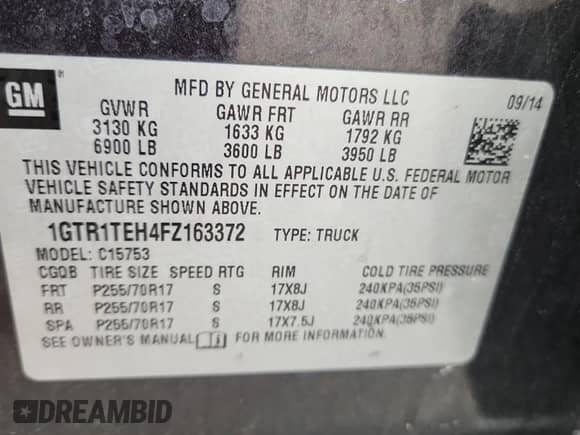 2015 GMC Sierra 1500 with VIN 1GTR1TEH4FZ163372, listed as a Copart auction lot 81244845 with 198,701 mi miles and Salvage title. Bid and sale history available at DreamBid. Image 12.