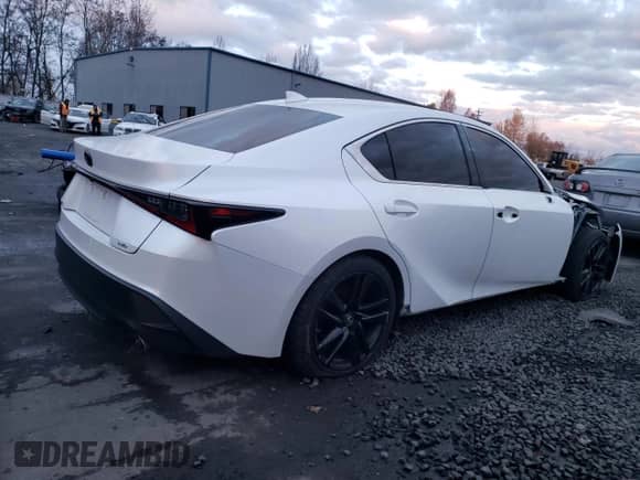 2021 Lexus IS 300 with VIN JTHC81F29M5043408, listed as a Copart auction lot 81128854 with 47,625 mi miles and Salvage title. Bid and sale history available at DreamBid. Image 3.