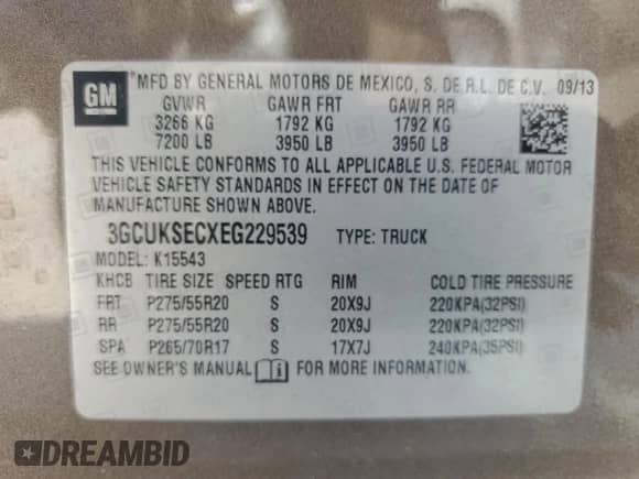 2014 Chevrolet Silverado 1500 LTZ with VIN 3GCUKSECXEG229539, listed as a Copart auction lot 81272235 with 236,690 mi miles and Salvage title. Bid and sale history available at DreamBid. Image 12.