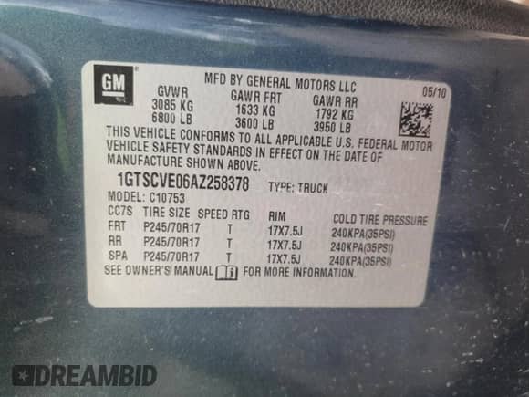 2010 GMC Sierra 1500 SLE с VIN 1GTSCVE06AZ258378, выставлен на аукционе Copart как лот 60038685 с пробегом 163 711 миль миль и Списание • Salvage title. История ставок и продаж доступна на DreamBid. Изображение 12.