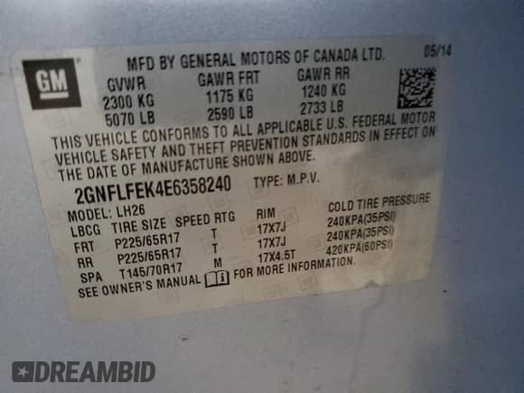 2014 Chevrolet Equinox LT with VIN 2GNFLFEK4E6358240, listed as a Copart auction lot 89854625 with 162,218 mi miles and Salvage title. Bid and sale history available at DreamBid. Image 13.