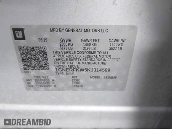 2019 Chevrolet Traverse LS z VIN 1GNERFKW5KJ314599, wystawiony jako IAAI lot #43197716 z przebiegiem 102 349 mil mil oraz . Historia ofert i sprzedaży dostępna na DreamBid. Obrazek 9.