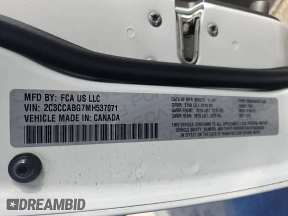 2021 Chrysler 300 S with VIN 2C3CCABG7MH537071, listed as a Copart auction lot 83885475 with 89,874 mi miles and Salvage title. Bid and sale history available at DreamBid. Image 13.
