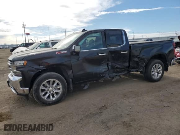 2019 Chevrolet Silverado 1500 LTZ with VIN 1GCRYGED1KZ338994, listed as a Copart auction lot 55901185 with 42,862 mi miles and Salvage title. Bid and sale history available at DreamBid. Image 1.
