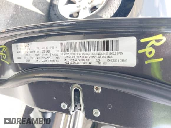 2015 Ram 1500 Sport with VIN 1C6RR7MT0FS587086, listed as a IAAI auction lot 43015229 with 118,445 mi miles and . Bid and sale history available at DreamBid. Image 9.