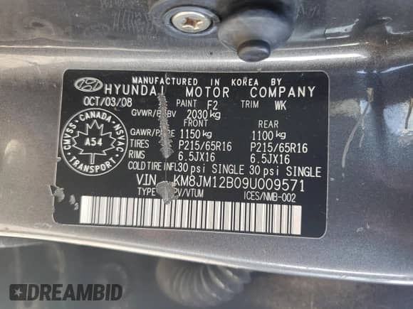 2009 Hyundai Tucson GLS с VIN KM8JM12B09U009571, выставлен на аукционе Copart как лот 84885555 с пробегом 156 939 миль миль и Списание • Salvage title. История ставок и продаж доступна на DreamBid. Изображение 13.