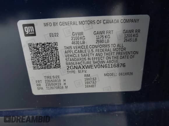 2022 Chevrolet Equinox RS z VIN 2GNAXWEV0N6116876, wystawiony jako IAAI lot #42571976 z przebiegiem 35 760 mil mil oraz . Historia ofert i sprzedaży dostępna na DreamBid. Obrazek 9.