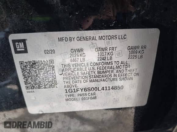 2020 Chevrolet Bolt EV LT with VIN 1G1FY6S00L4114850, listed as a IAAI auction lot 42818965 with 82,114 mi miles and . Bid and sale history available at DreamBid. Image 9.