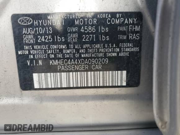 2013 Hyundai Sonata Limited z VIN KMHEC4A4XDA090209, wystawiony jako Copart lot #86869935 z przebiegiem 160 666 mil mil oraz Szkoda całkowita • Salvage title. Historia ofert i sprzedaży dostępna na DreamBid. Obrazek 13.