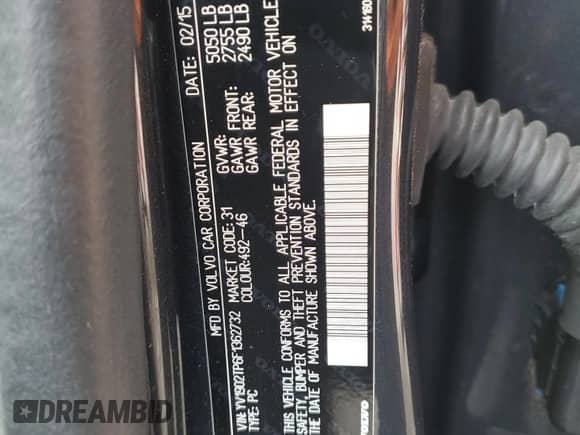 2015 Volvo S60 с VIN YV1902TP6F1362732, выставлен на аукционе Copart как лот 82718494 с пробегом 110 724 миль миль и Списание • Salvage title. История ставок и продаж доступна на DreamBid. Изображение 12.