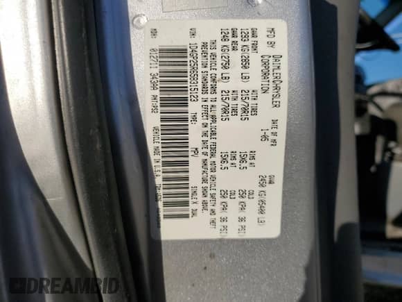 2005 Dodge Caravan SE with VIN 1D4GP25R65B315123, listed as a Copart auction lot 67410835 with 269,452 mi miles and Salvage title. Bid and sale history available at DreamBid. Image 13.