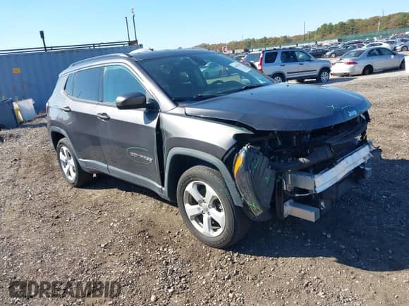 2021 Jeep Compass Latitude with VIN 3C4NJDBB1MT537509, listed as a IAAI auction lot 43492361 with 42,384 mi miles and . Bid and sale history available at DreamBid. Image 1.
