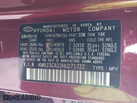 2017 Hyundai Tucson Eco с VIN KM8J3CA22HU271722, выставлен на аукционе IAAI как лот 42668691 с пробегом 91 699 миль миль и . История ставок и продаж доступна на DreamBid. Изображение 9.