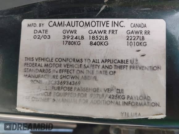 2003 Chevrolet Tracker с VIN 2CNBJ13C336934369, выставлен на аукционе IAAI как лот 42558006 с пробегом 97 604 миль миль и . История ставок и продаж доступна на DreamBid. Изображение 9.
