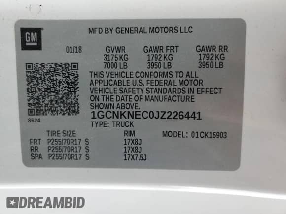 2018 Chevrolet Silverado 1500 Work Truck with VIN 1GCNKNEC0JZ226441, listed as a Copart auction lot 84976234 with 45,435 mi miles and Salvage title. Bid and sale history available at DreamBid. Image 12.