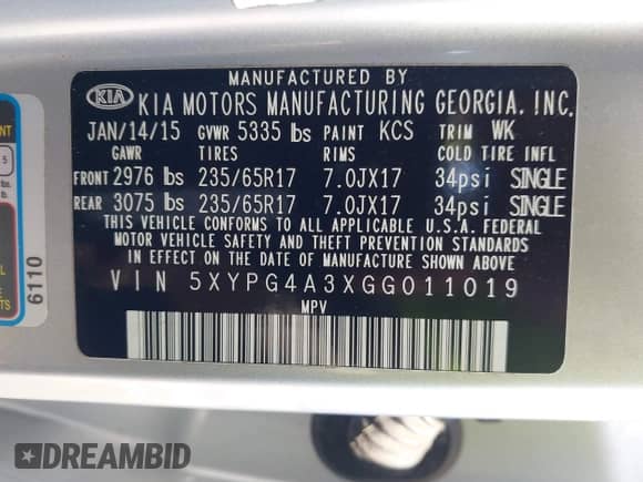 2016 Kia Sorento LX z VIN 5XYPG4A3XGG011019, wystawiony jako IAAI lot #43121519 z przebiegiem 164 268 mil mil oraz . Historia ofert i sprzedaży dostępna na DreamBid. Obrazek 9.