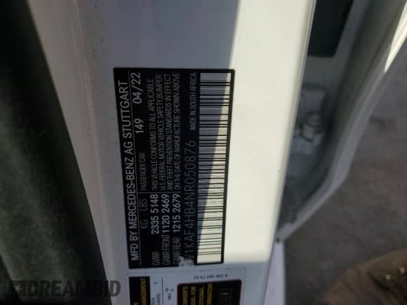 2022 Mercedes-Benz C 300 с VIN W1KAF4HB4NR050876, выставлен на аукционе Copart как лот 71389645 с пробегом 59 020 миль миль и Списание • Salvage title. История ставок и продаж доступна на DreamBid. Изображение 12.