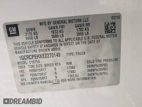 2014 Chevrolet Silverado 1500 Work Truck z VIN 1GCRCPEHXEZ270149, wystawiony jako IAAI lot #43492235 z przebiegiem 230 000 mil mil oraz . Historia ofert i sprzedaży dostępna na DreamBid. Obrazek 9.