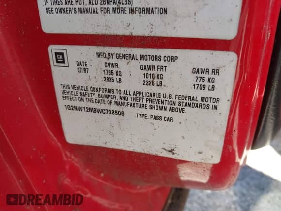 1998 Pontiac Grand Am с VIN 1G2NW12M9WC703506, выставлен на аукционе IAAI как лот 43284589 с пробегом 159 144 миль миль и . История ставок и продаж доступна на DreamBid. Изображение 9.