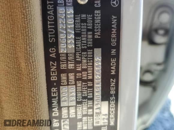 1986 Mercedes-Benz 300 E z VIN WDBEA30D8GA126892, wystawiony jako Copart lot #45038935 z przebiegiem 123 904 mil mil oraz Szkoda całkowita • Salvage title. Historia ofert i sprzedaży dostępna na DreamBid. Obrazek 12.