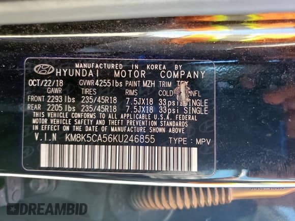 2019 Hyundai Kona Ultimate с VIN KM8K5CA56KU246855, выставлен на аукционе Copart как лот 81318075 с пробегом 116 309 миль миль и Чистый • Clean title. История ставок и продаж доступна на DreamBid. Изображение 12.