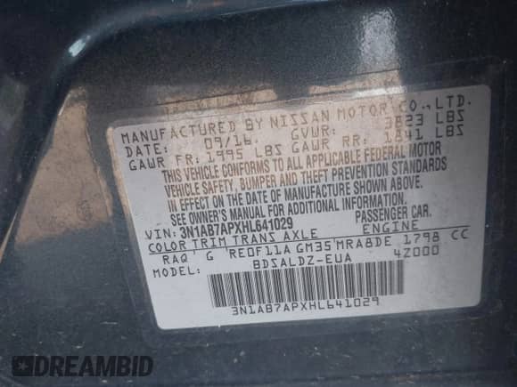 2017 Nissan Sentra SR с VIN 3N1AB7APXHL641029, выставлен на аукционе IAAI как лот 42822941 с пробегом 105 628 миль миль и . История ставок и продаж доступна на DreamBid. Изображение 9.