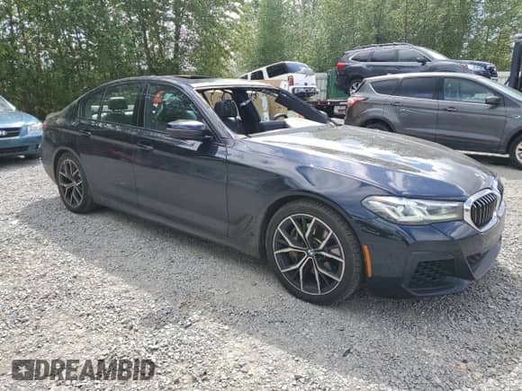 2021 BMW 5 Series 540i xDrive with VIN WBA73BJ01MCF46374, listed as a Copart auction lot 55096015 with 38,960 mi miles and Salvage title. Bid and sale history available at DreamBid. Image 4.