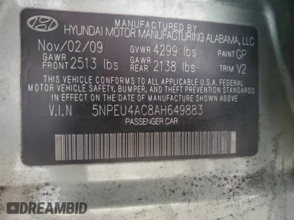 2010 Hyundai Sonata SE с VIN 5NPEU4AC8AH649883, выставлен на аукционе Copart как лот 60251725 с пробегом 117 182 миль миль и Списание • Salvage title. История ставок и продаж доступна на DreamBid. Изображение 13.