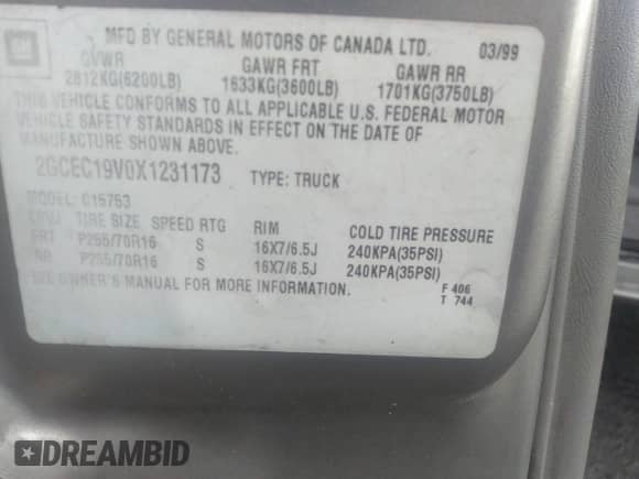 1999 Chevrolet Silverado 1500 LS с VIN 2GCEC19V0X1231173, выставлен на аукционе IAAI как лот 42422059 с пробегом 339 597 миль миль и . История ставок и продаж доступна на DreamBid. Изображение 9.