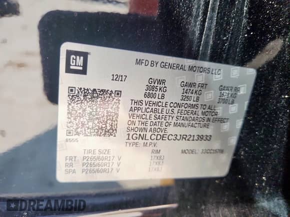 2018 Chevrolet Tahoe Commercial with VIN 1GNLCDEC3JR213933, listed as a Copart auction lot 72066995 with 96,699 mi miles and Salvage title. Bid and sale history available at DreamBid. Image 13.