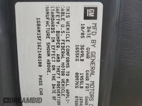 2006 Saturn ION with VIN 1G8AN15F16Z140100, listed as a Copart auction lot 70701925 with 169,561 mi miles and Salvage title. Bid and sale history available at DreamBid. Image 12.