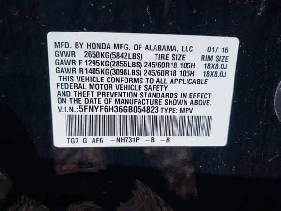 2016 Honda Pilot EX с VIN 5FNYF6H36GB054823, выставлен на аукционе IAAI как лот 43065615 с пробегом 154 075 миль миль и . История ставок и продаж доступна на DreamBid. Изображение 9.