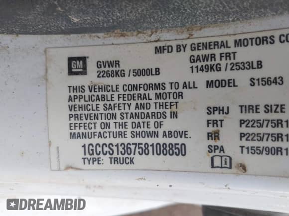 2005 Chevrolet Colorado 1SC LS Z85 с VIN 1GCCS136758108850, выставлен на аукционе IAAI как лот 43445844 с пробегом 291 533 миль миль и . История ставок и продаж доступна на DreamBid. Изображение 9.